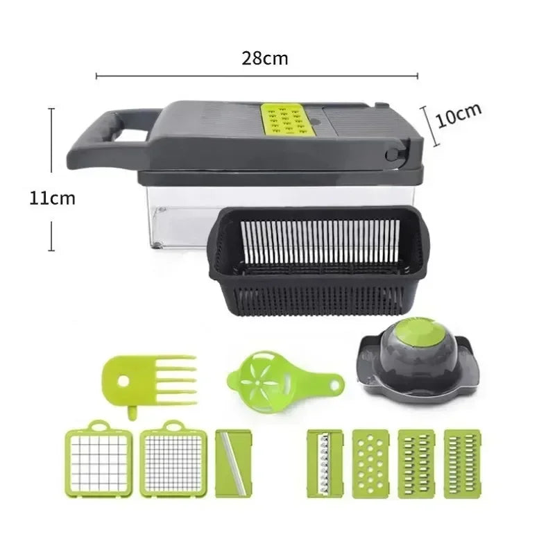 Multifunctional Vegetable Chopper, 16-in-1 Vegetable Chopper and Slicer, Adjustable Vegetable Cutter