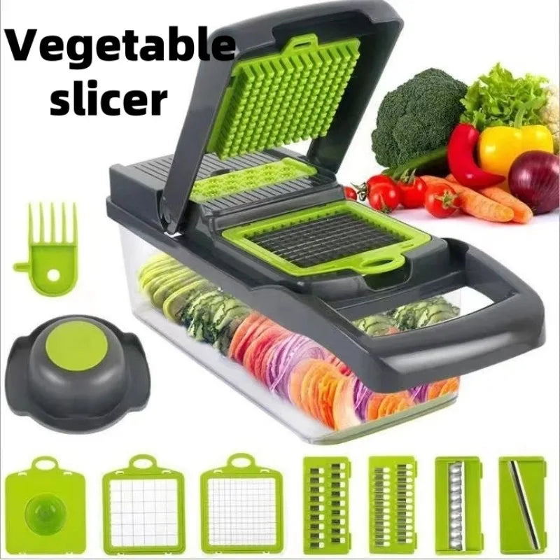 Multifunctional Vegetable Chopper, 16-in-1 Vegetable Chopper and Slicer, Adjustable Vegetable Cutter